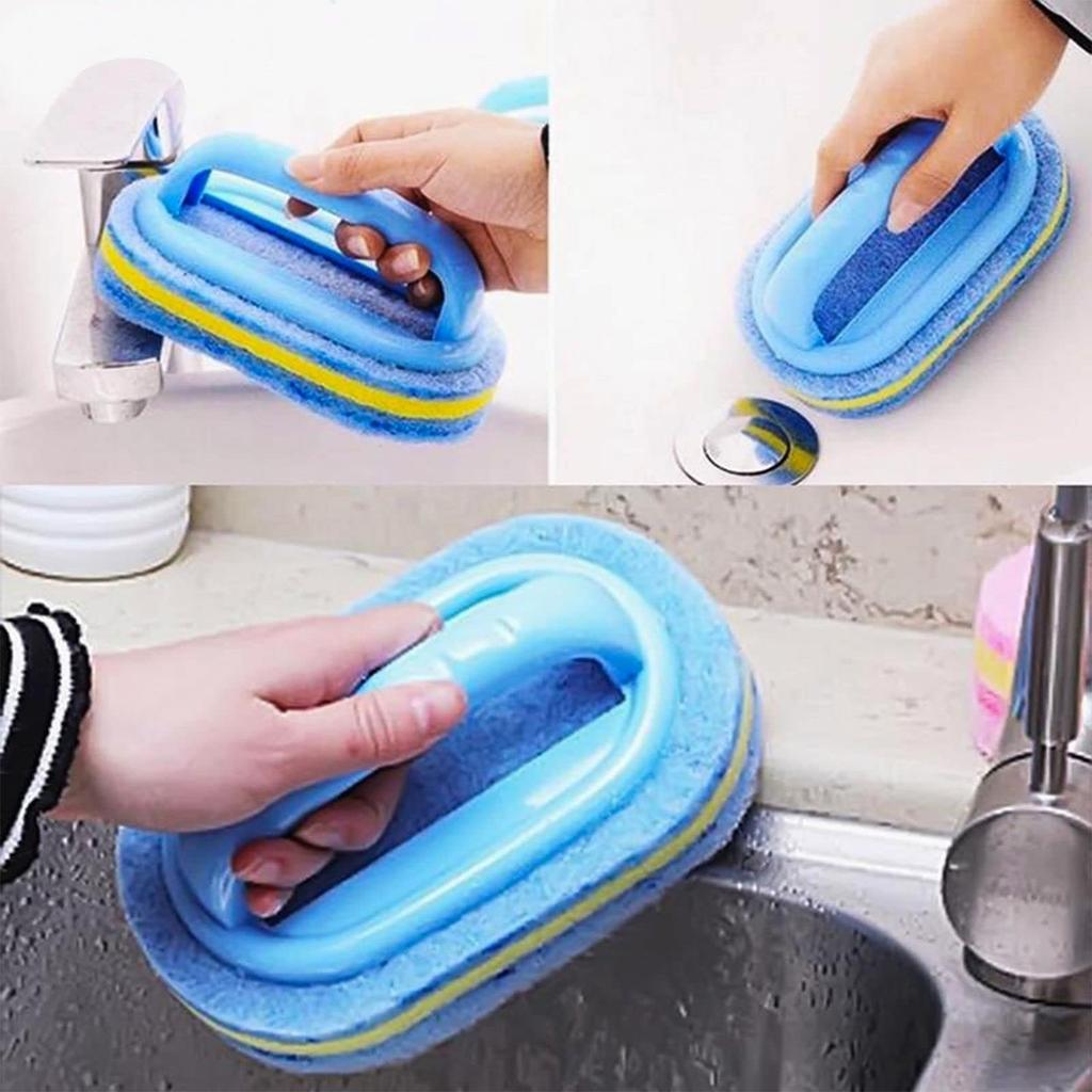 Flexible Plastic Sponge Cleaning Fibre Cotton Bathroom Bathtub Brush With Handle