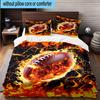 3PCS Flaming Football Artwork 3pcs Bedding,Including 3PCS Duvet Cover And 2pcs Pillowcases Perfect for Christmas,Ideal for Bedroom, Dormitory