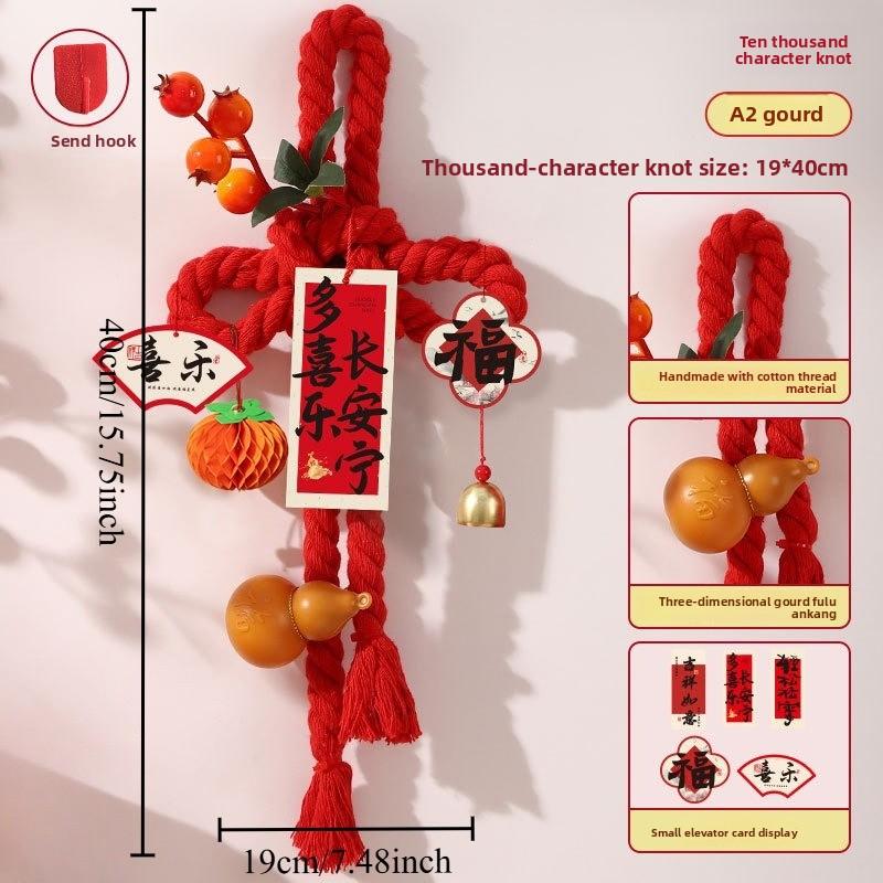 Spring Festival Chinese Knot 2026 Year of The Horse Wanzi Knot Joyful New Year Tassel New Year Door Handle Pendant