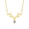 Huitan Antlers of Elk Shaped Pendant Necklace with Round Cubic Zirconia Charm Exquisite Women's Neck Necklace Christmas Jewelry