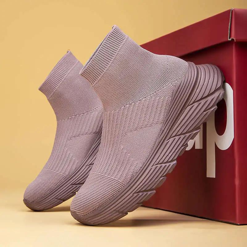 Fashion Slip-ons Pipe Boots Boot Type Sneakers Woven Orange Boot Women's Athletic Shoes Sport Tenus New Style Shors Luxury Brand