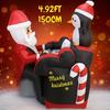 4.92FT Inflatable Toy Santa Piano Penguin with LED Light Holiday Gifts Xmas Decoration for Yard Christmas Supplies Home Ornament