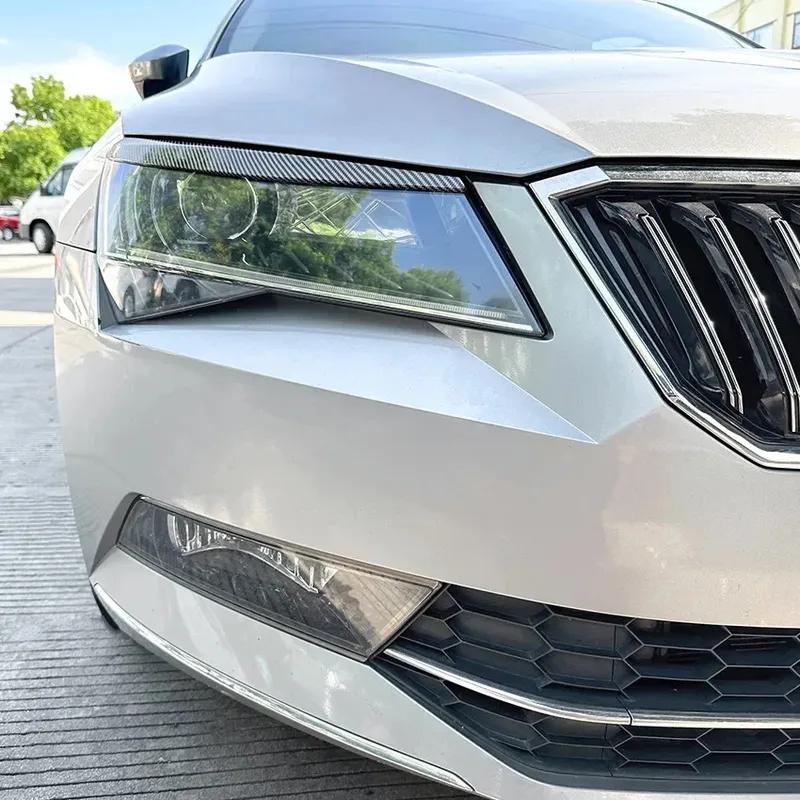 For Skoda Superb B8 2016-2018 Car Lid Trim Lamp Cover Body Kits Front Headlight Eyebrow Eyelids Sticker