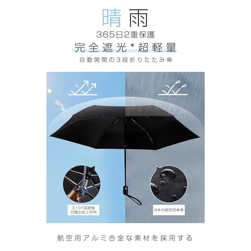 Folding Umbrella Parasol UV Protection 100% Complete Blackout Heat Shield Super Lightweight One-touch Automatic Opening/closing Folding Umbrella