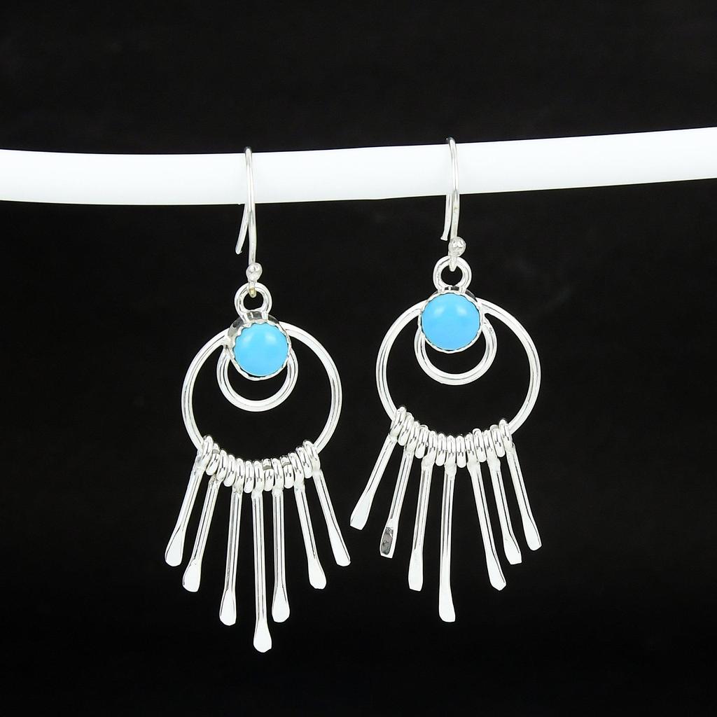 Natürlicher Rosenquarz Edelstein Hakenohrringe 925 Sterlingsilber Ohrring, Handgefertigter Boho Silberschmuck Hängeohrringe, Jubiläumsgeschenk