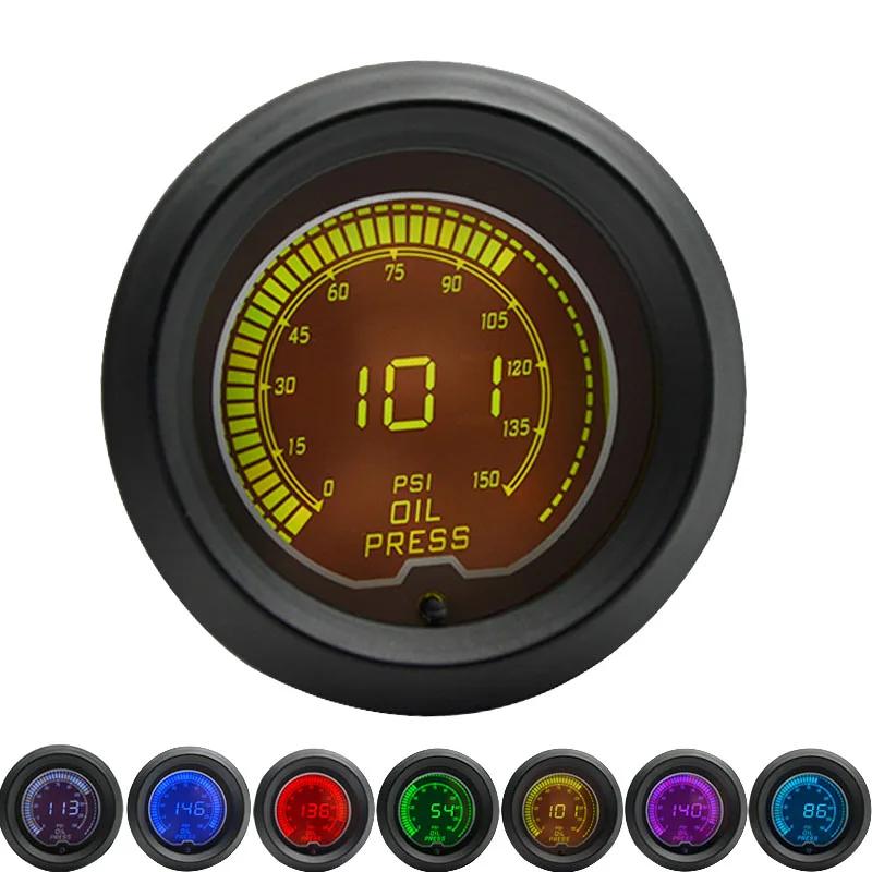 52mm Boost/Water temp/Oil temp/Volt/Tachometer/EGT/Air Fuel ratio/Oil Pressure Gauge LCD Digital 7 Color Display