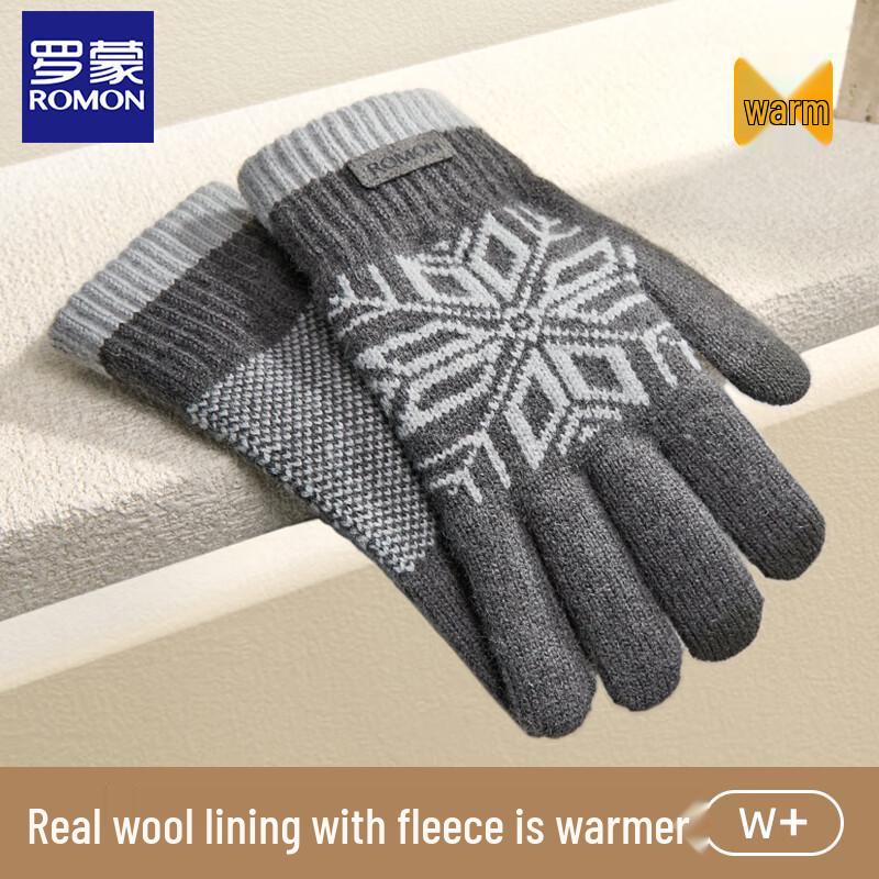 

Luomeng Men s Winter Fleece-Lined Wool Touchscreen Gloves One Size
