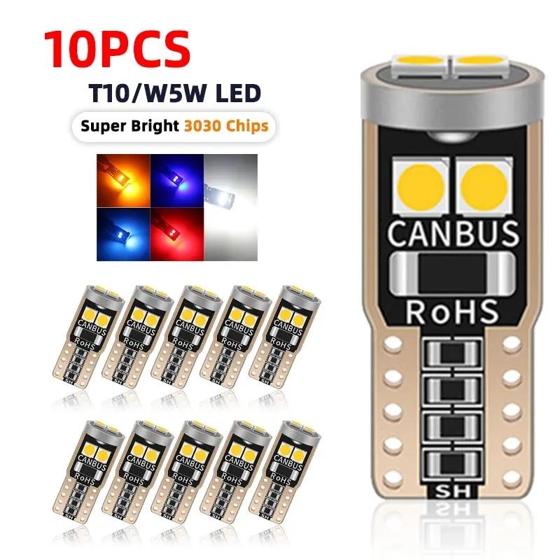 10PCS T10 W5W 3030 6smd Super Bright LED Car Parking Lights WY5W Auto Wedge Turn Side Bulbs Canbus No Error Bulbs 7