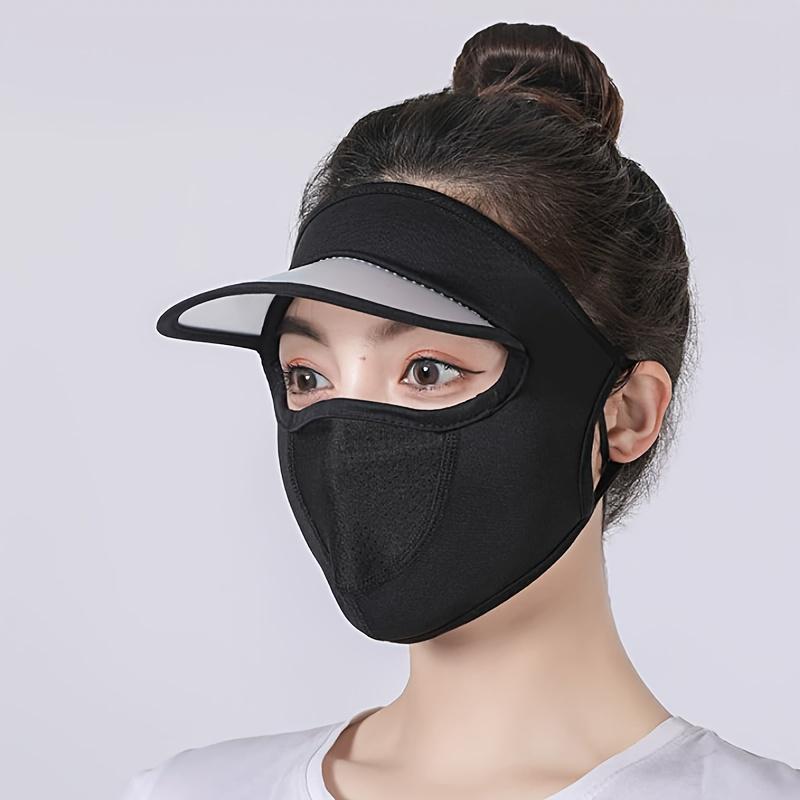 Women Sporty UPF Sun Mask with Visor - Ice Sliky Fiber Breathable Lightweight Summer, Washable Reusable Face Cover for Outdoor Activities