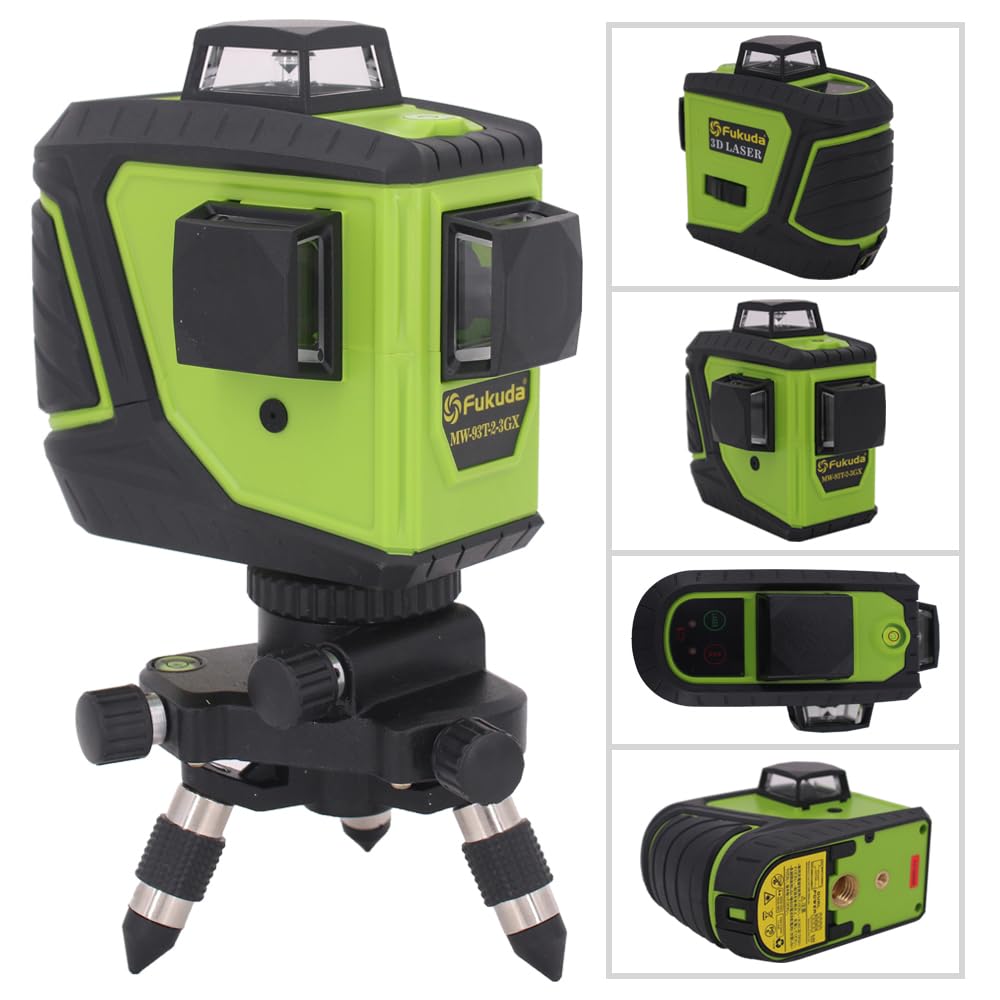 Fukuda Green Laser 12 Laser Level Unit 360° Full-Line Level, Lines, 360° Vertical2, 360° Horizontal1, MW-93T-2-3GJ, Level,