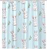 Rabbit Shower Curtain for Bathroom Easter Bunny Farm Animals Rustic Plants Green Leaves Cute Cartoon Wildlife Bathroom Decor