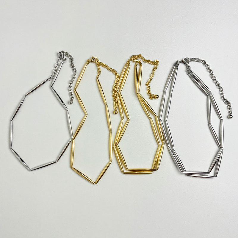 Simple Cold Wind Metal Tube Splicing Necklace Fashion Niche Temperament Collarbone Chain Personality Light Luxury High-end Jewelry