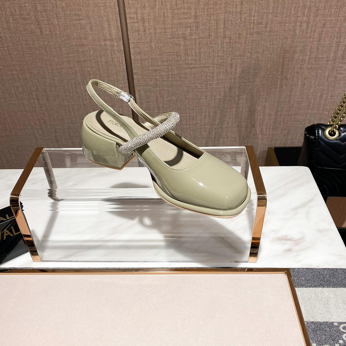 

Туфли на высоком каблуке с квадратной головкой и неглубоким носком, женские, 2024, новые, модные, простые, удобные, винтажные, универсальные, осенние, на высоком каблуке 39 зелёный