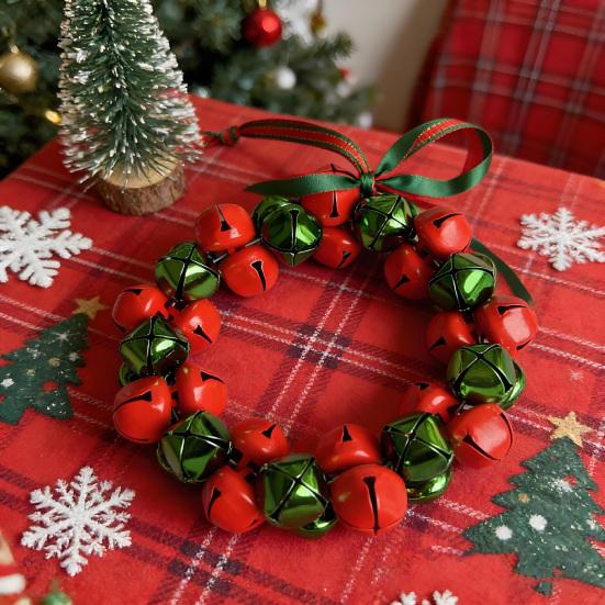 Festive Door And Window Ornament Christmas Tree Bell Pendant with Lanyard, Ring Hanging Decoration for Holiday Home Decor, Metal Multicolored