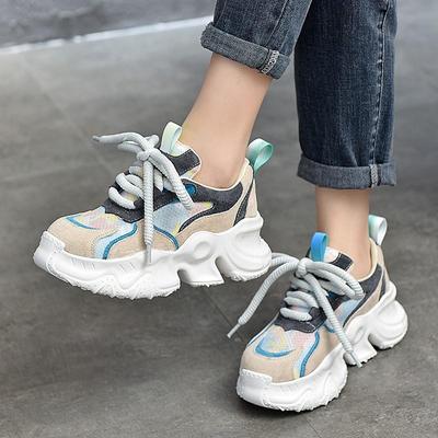 Women Thick Sole Shoes Genuine Leather Sneakers Handmade Casual Comfortable Platform Vulcanize Shoes