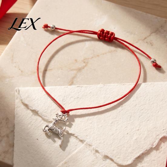 Stackable Minimalist Wrist Accessories Christmas Braided String Bracelet, Adjustable Handmade Bracelet with Metal Rope Tree/Snowflake/Elk Charm,