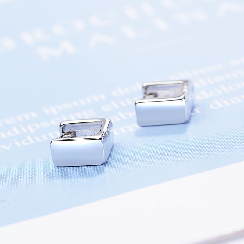 Top Quality 925 Sterling Silver Earrings for Men Jewelry Charm Women Square Black Hoop Earrings for Girl Men Accessories Trendy