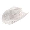 Fashion Hollow Jazz Hat Handmade Cowboy Straw Hat Summer Outdoor Travel Beach Hat for Men and Women Western Sunbonnet Straw Hat