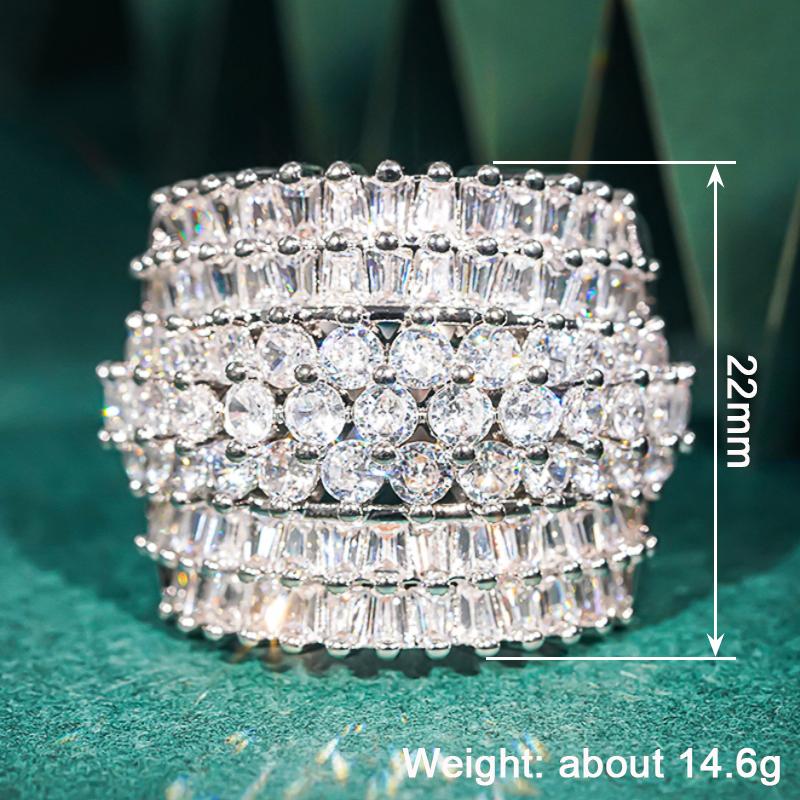 Huitan Charming Women Rings Inlaid Shining Cubic Zirconia Trendy Wedding Party Finger Accessories Luxury Elegant Lady Jewelry