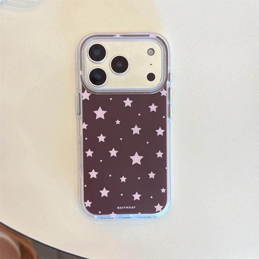 

Round Edge Double Layer Star Polka Dot Case for iPhone 14/13, Apple Pro Max 17/16/15 - Drop Protection For iPhone 15 Pro