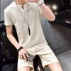 2Pcs/Set Men's Casual Cotton Linen Summer Suit Short Sleeve Button-Down Stylish Men's Suit Streetwear