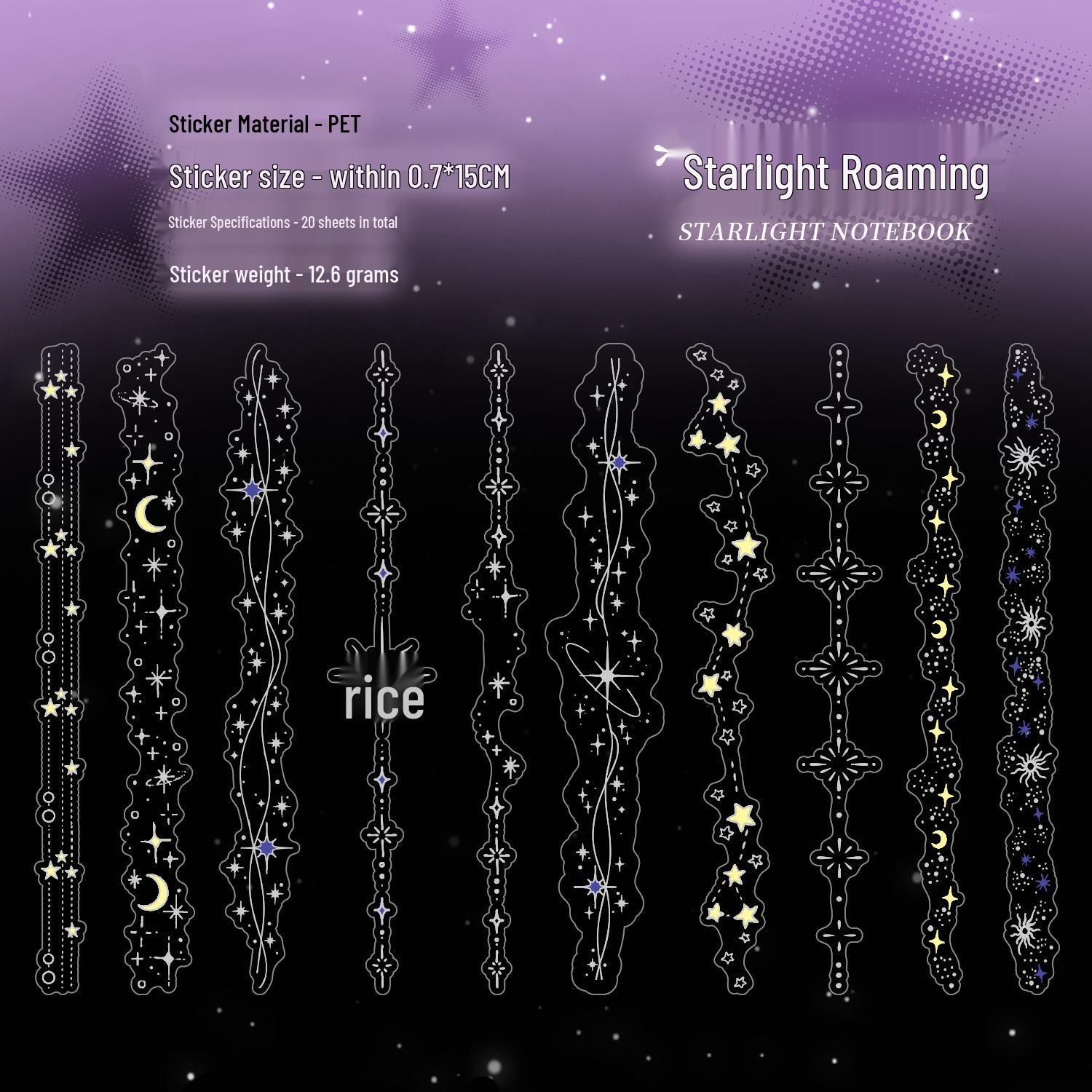 Yuxian Waterproof Laser Silver Stickers: Starlight Journal & DIY Phone Case Decor
