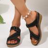 Fashion Fashion Contrast Color Wedge Sandals Women Casual Cross Strap Platform High Heel Slippers Woman Comfortable Summer Beach Slides