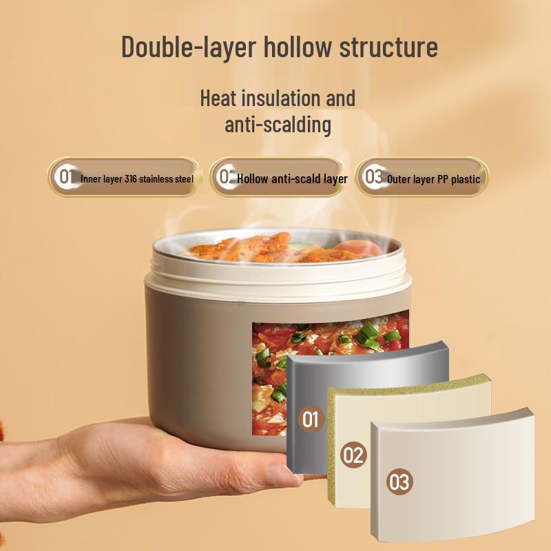 316L Stainless Steel Insulated Bento Lunch Box - Microwaveable & Portable for Office Workers & Students