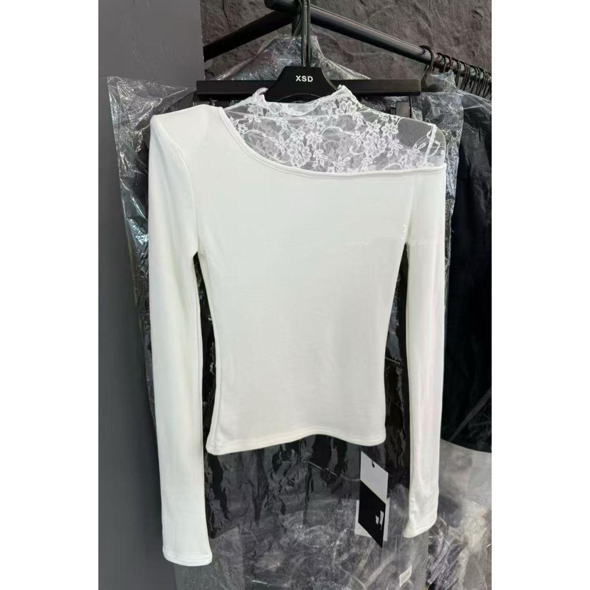 

Plus Size German Velvet Lace Patchwork Long Sleeve Women s Top - Autumn/Winter European Style, Loose Fit, Slimming Outerwear. S (60-80 jin) белый