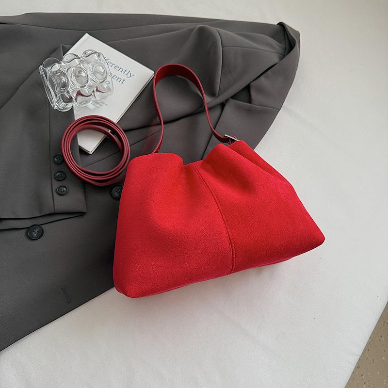 Frosted fashion niche retro suede shoulder bag women's bag large capacity autumn and winter handbag commuter armpit bag