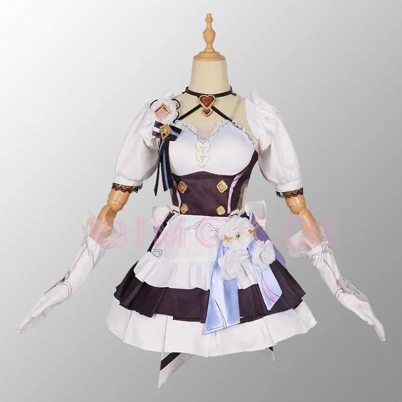 Elysia Cosplay Francouzská služka Costume Impact 3 Karneval Uniform Paruka Anime Halloween Kostýmy Muži Hra