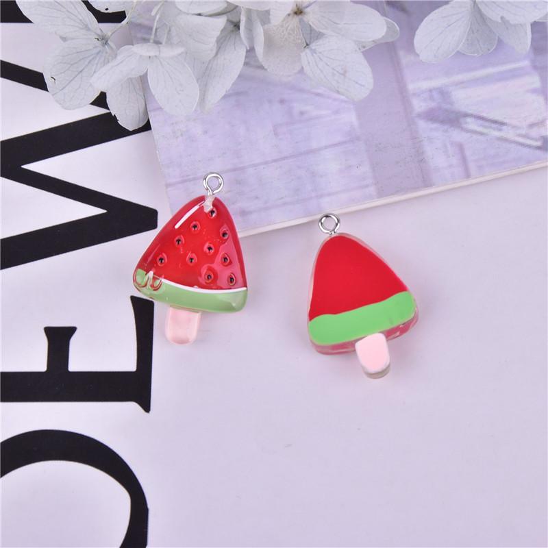 12Pcs of Acrylic Cute Mixed Fruit Popsicle Flat Back Scrapbook Kawaii DIY Jewelry Children Gift Hairpin Accessories