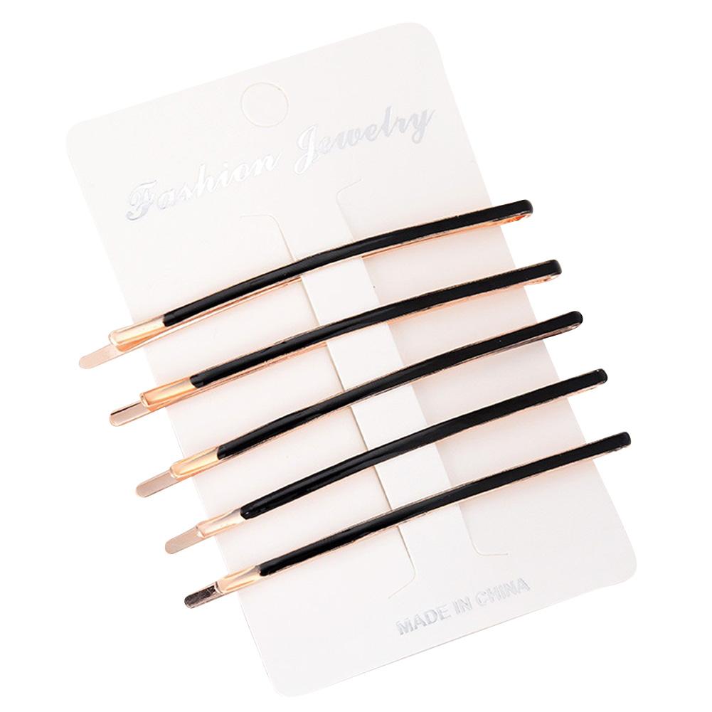 

5Pcs Fashion Women Alloy Hair Clip Hairpin Bobby Pin Barrette (Silver Black, Long)