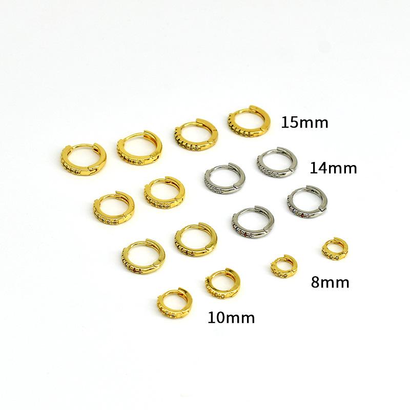 High-End Fashion Gold-Silver Single-Row Diamond Hoop Earrings