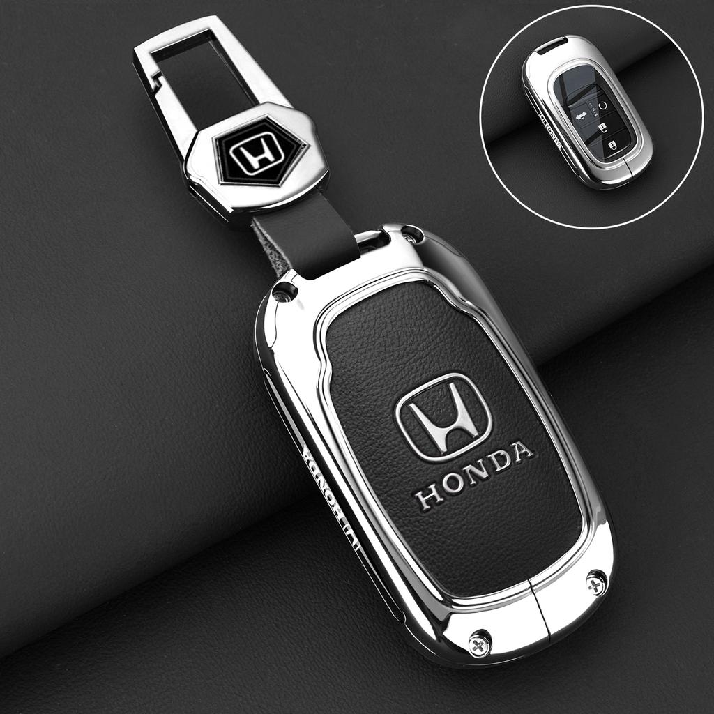 Leather Zinc Alloy Car Remote Key Case Cover For Honda Civic 11th Gen Accord Vezel Freed Pilot CRV 2021 2022 Protector Accessory