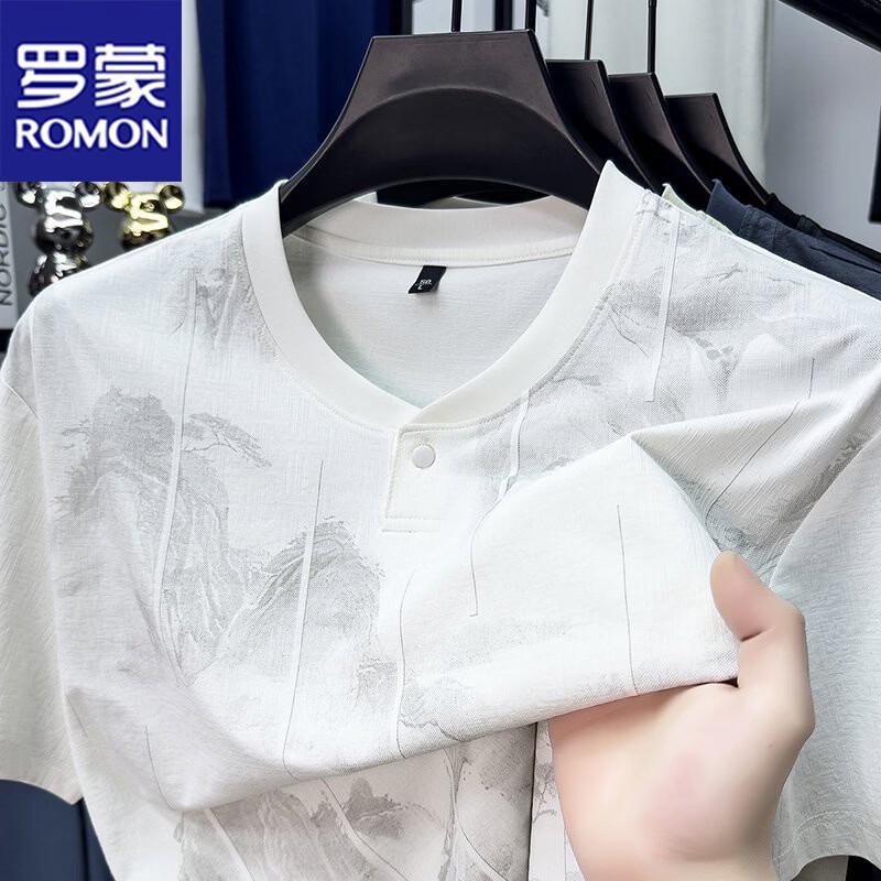 ROMON Men s Summer Casual Loose Short-Sleeve T-Shirt 110