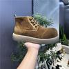 Leather Clown Shoes Winter Velvet Warm High Top Derby Shoes Thick Sole Old Big Head Leather Shoes Flm