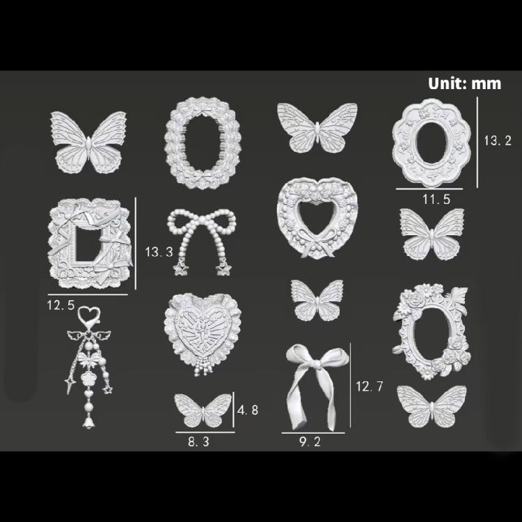 Reusable Silicone Nail Stencil For 3D Embossed Art Featuring Frame Bowknot Butterfly Designs Crafting Accessories