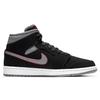 New JORDAN 1 Mid Black Particle Grey Gym Red 554724-060