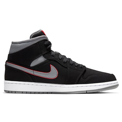 New JORDAN 1 Mid Black Particle Grey Gym Red 554724-060