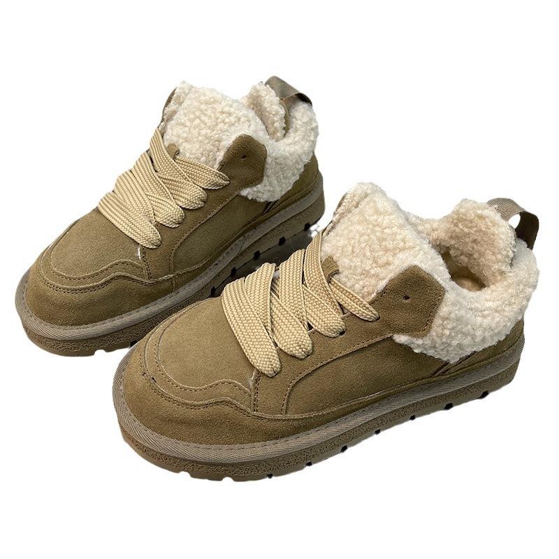 thick-soled snow boots women's new winter thickened non-slip fluffy short boots fur integrated velvet cotton shoes