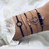 Boho Round Marble Charm Bracelet Set For Women Geometric Black String Rope Chain Bangle Female Bohemian Jewelry Gift