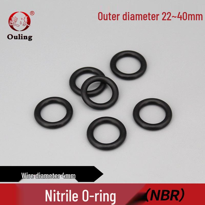 Nitrile Oil-Resistant Waterproof O-Ring, Outer Dia. 22-40mm, Cross-Section 4mm OD 22mm x 4mm (20 pcs) Black Nitrile O-ring