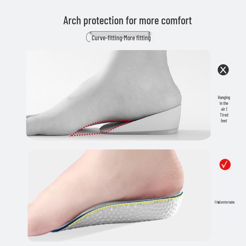 Unisex Unsichtbare Höhenverstärkende Fußgewölbestützende Einlegesohlen für Komfort und Stoßdämpfung