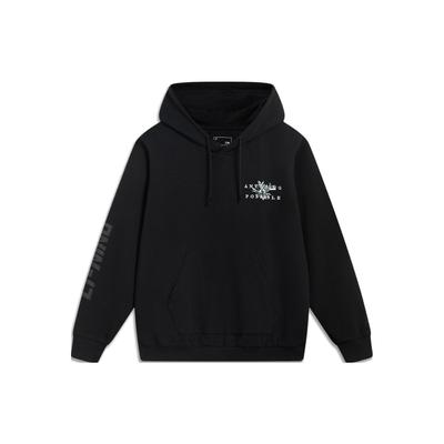 Li Ning Sports Lifestyle Series Letter Print Hooded Sweatshirt Men Sweatshirt Black AWDT393-3