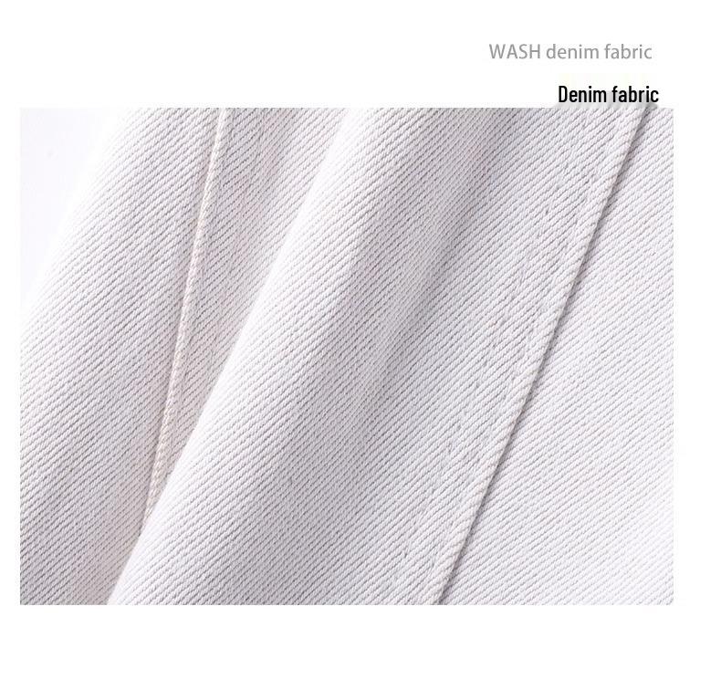 Women's White Wide-Leg High-Waisted Spring Jeans - Casual Loose Straight-Leg Floor-Length Pants