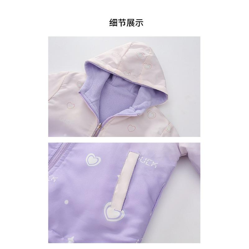 Girls Double Sided Fleece Thickened Hooded Children Casual Jacket