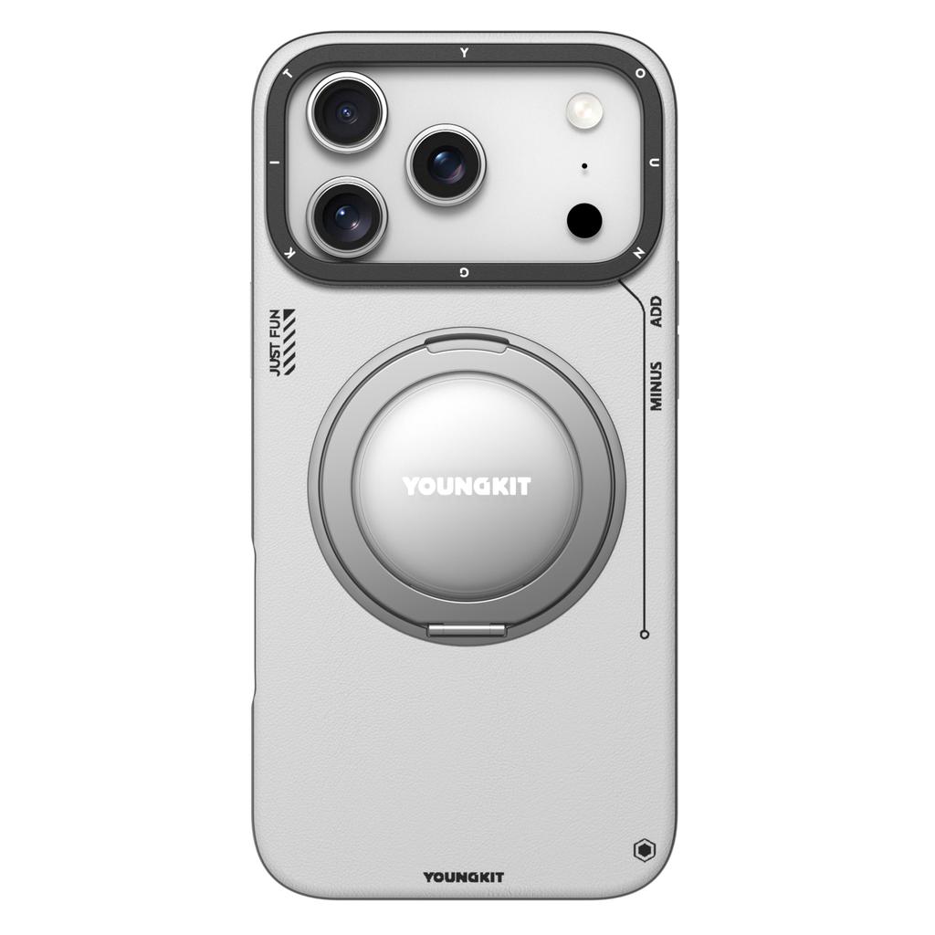 YOUNGKIT For iPhone 17 Pro Max Case Rotating Kickstand Shockproof TPU + PU Leather Phone Back Cover