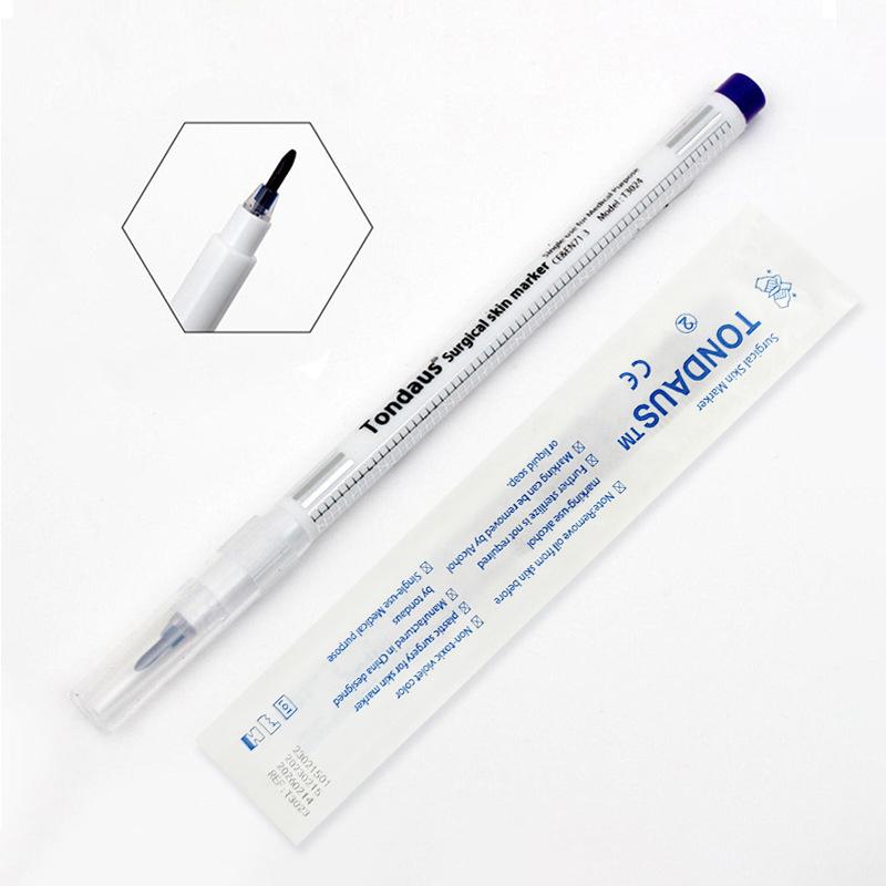

1 шт. хирургический маркер для кожи, пирсинг ушей, носа, красота лица, брови, тату, наращивание ресниц, инструмент для макияжа, водонепроницаемый, синий, белый
