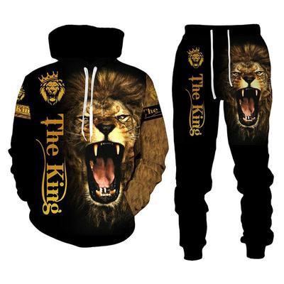 Lion King 3D Printed Spring and Autumn Men's Hoodie Suit + Leisure Long Sleeve Suit